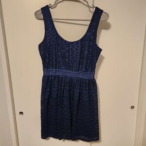 Navy Textured Mini Dress